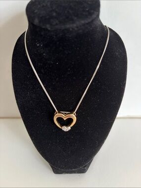 Sterling silver Gold Heart Pendant Necklace